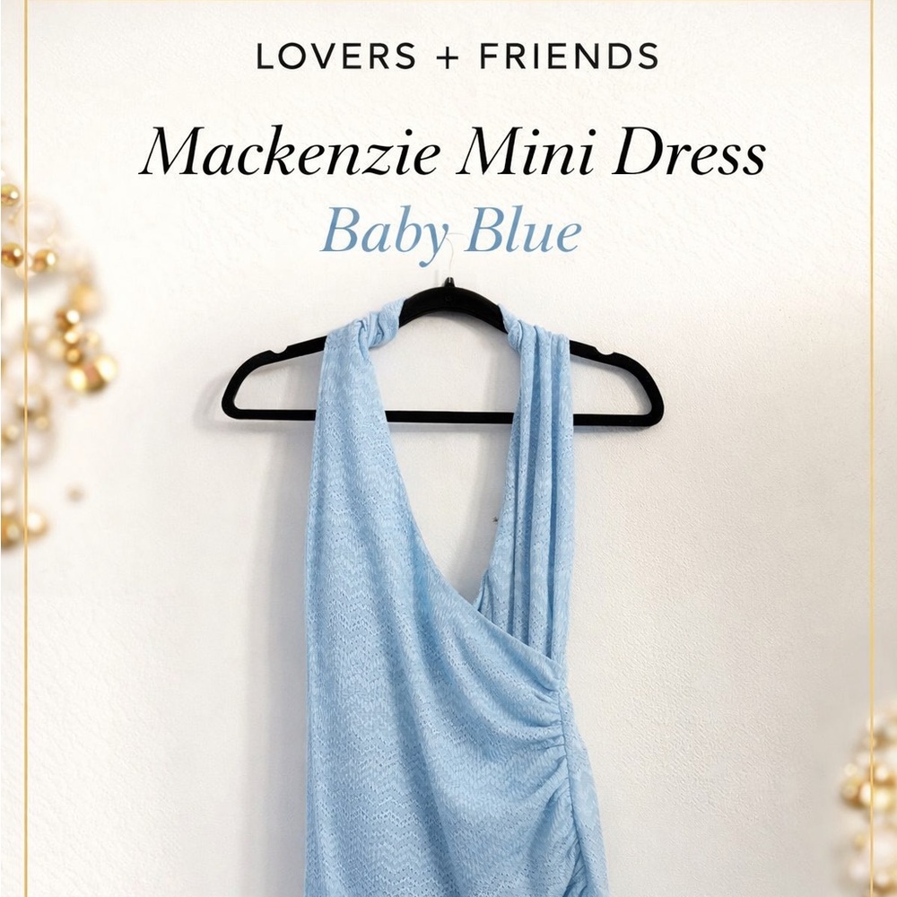 Lovers + Friends Pale Blue Lace Halter Dress
